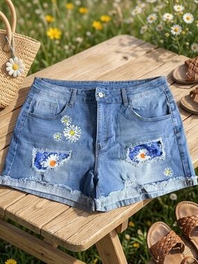 Denim Daisy Patch Women's Shorts